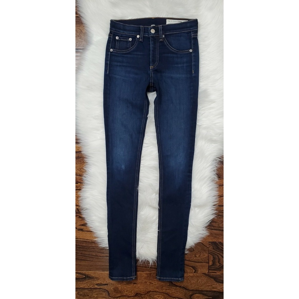 Rag & Bone High Rise Skinny Jeans Dark Wash Stretch Jeans Women's size 24
